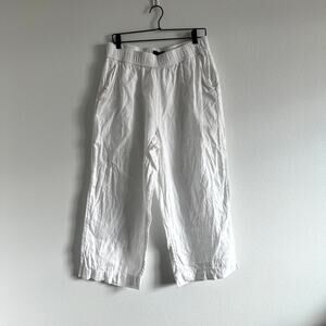Tahari Essentials White Linen Wide-Leg Pants XL Clean Girl Coastal Grandmother